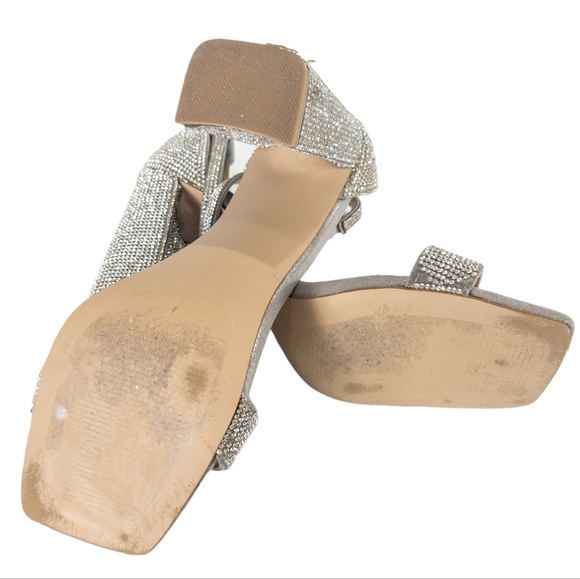 Steve Madden Tiaa Rhinestone Two-piece Dress Sandals Silver Rhinestone  -8.5 - Picture 8 of 8